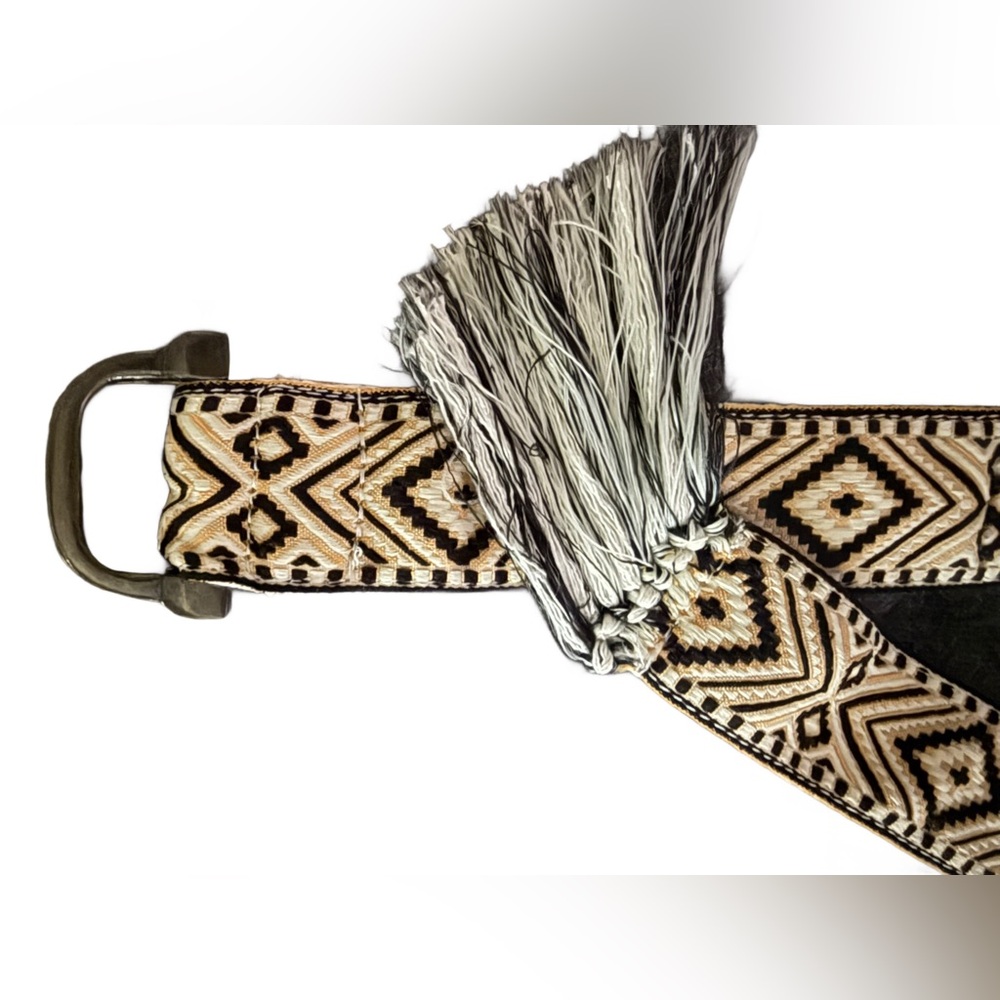 Free People Black + Ivory + Mustard CARAVAN TEXTILE WRAP BELT One Size - Picture 2 of 4